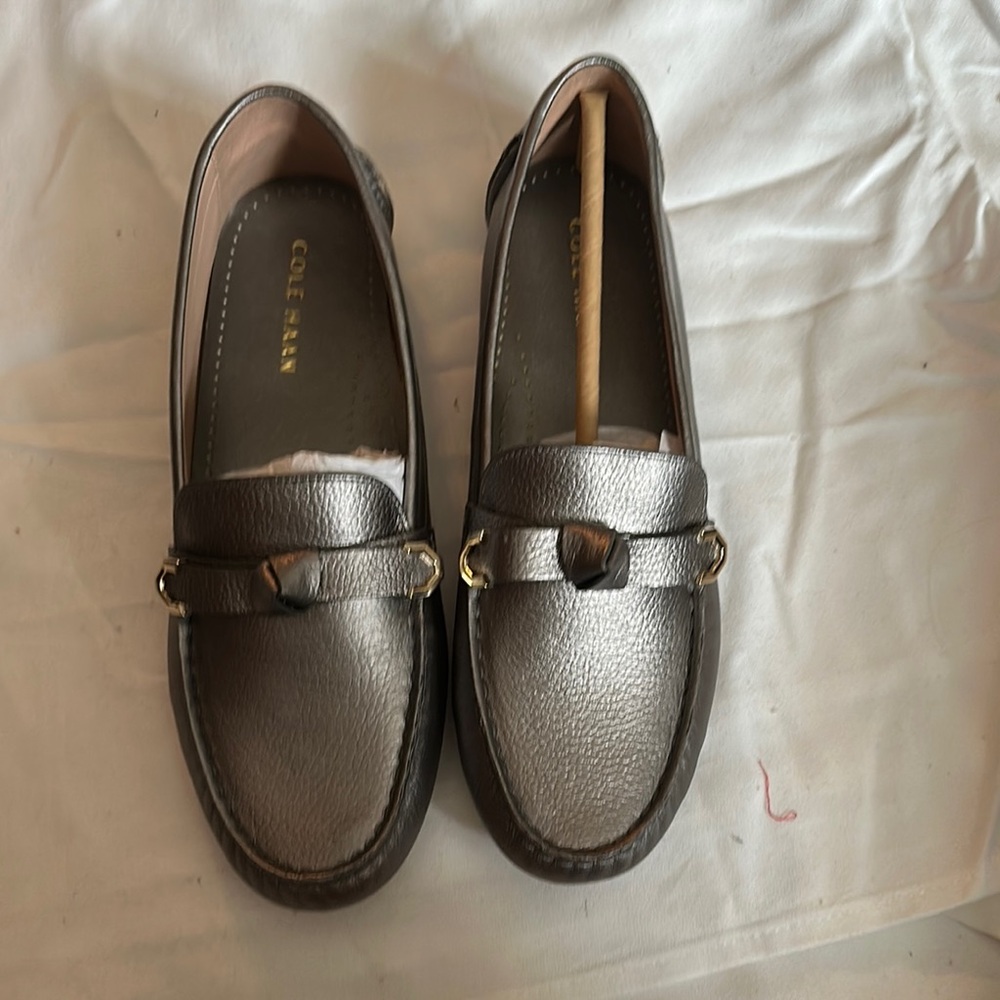 Cole Haan Metallic Silver Loafers